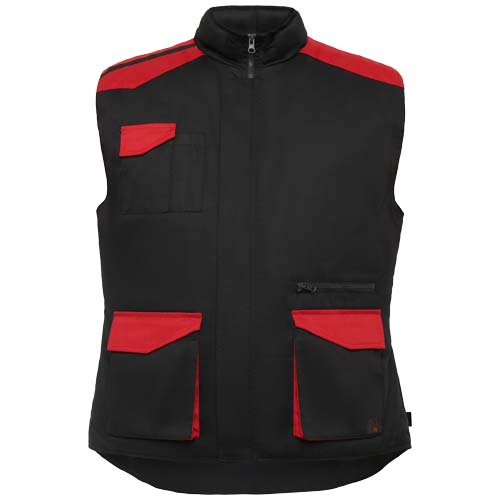 Gilet de travail multipoches personnalisable Armada Roly noir / Rouge